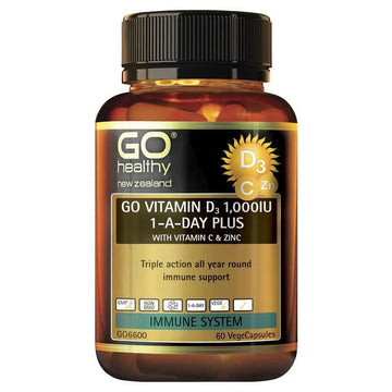 GO Healthy Go Vitamin D3 1000IU Plus Vitamin C & Zinc 60 Vege Capsules