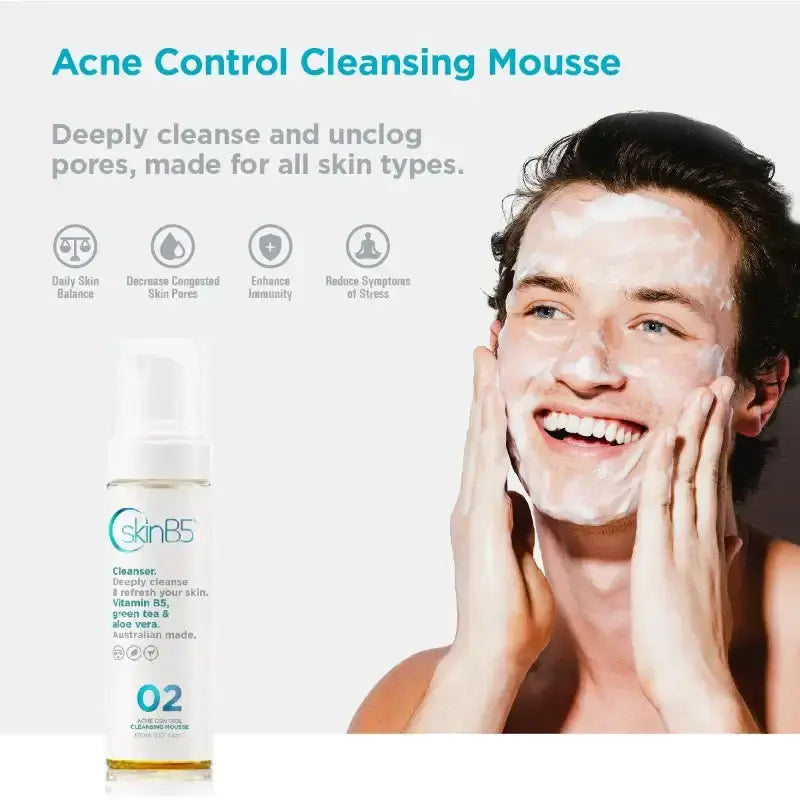 Skin B5 Acne Control Cleansing Mousse 150ml Acne Treatment,Clear Complexion,Clear Skin,Combination Skin,cracked skin,dry skin,dry skin cream,Dry Skin Gel,dry skin wash,Healthy Skin,Hydrating Skin Care,itchy dry skin,itchy skin,Moisturising Skin Care,Natur