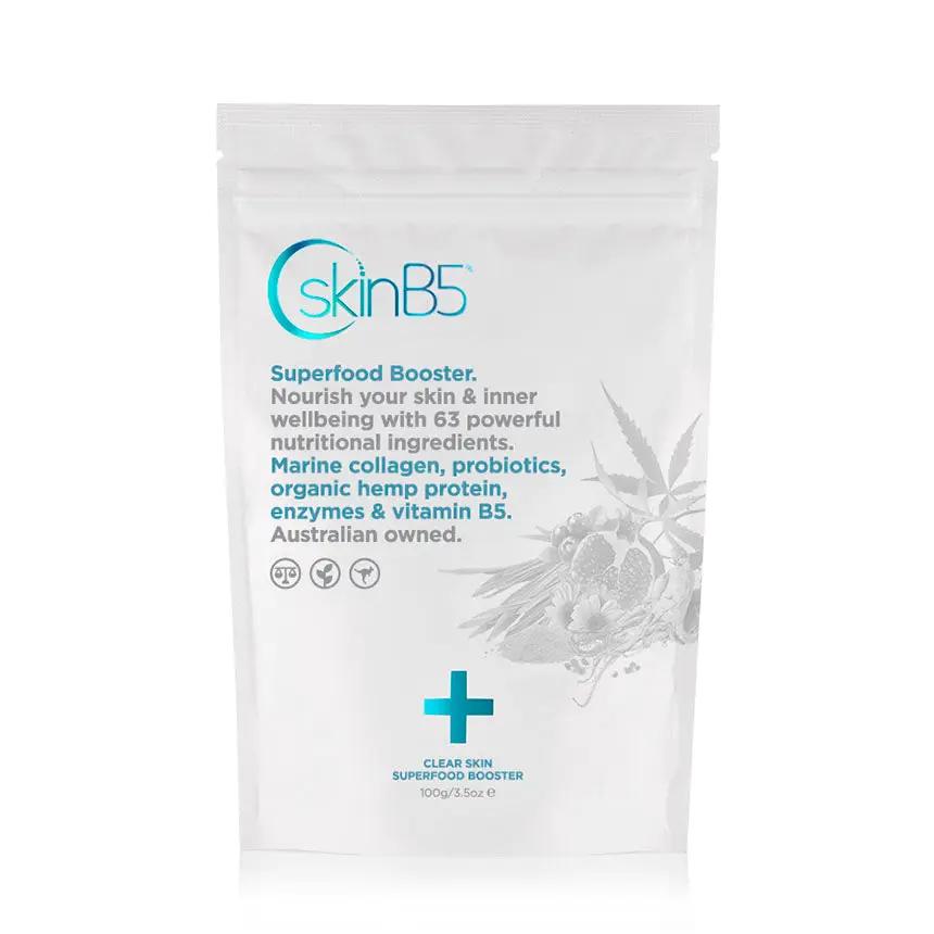 Skin B5 Clear Skin Superfood Booster 100gm - Clear Skin Superfood Booster for Radiant Skin Acne Treatment,Clear Complexion,Clear Skin,Combination Skin,cracked skin,dry skin,dry skin cream,Dry Skin Gel,dry skin wash,Healthy Skin,Hydrating Skin Care,itchy d